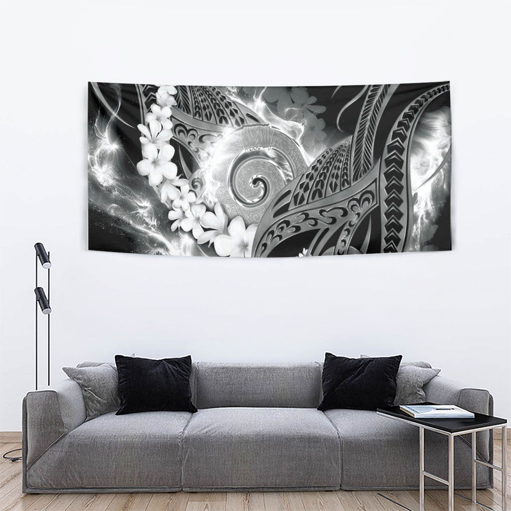 Piko Hawaiian Tapestry Monochrome Galaxy Spiral Plumeria Tribal Patterns