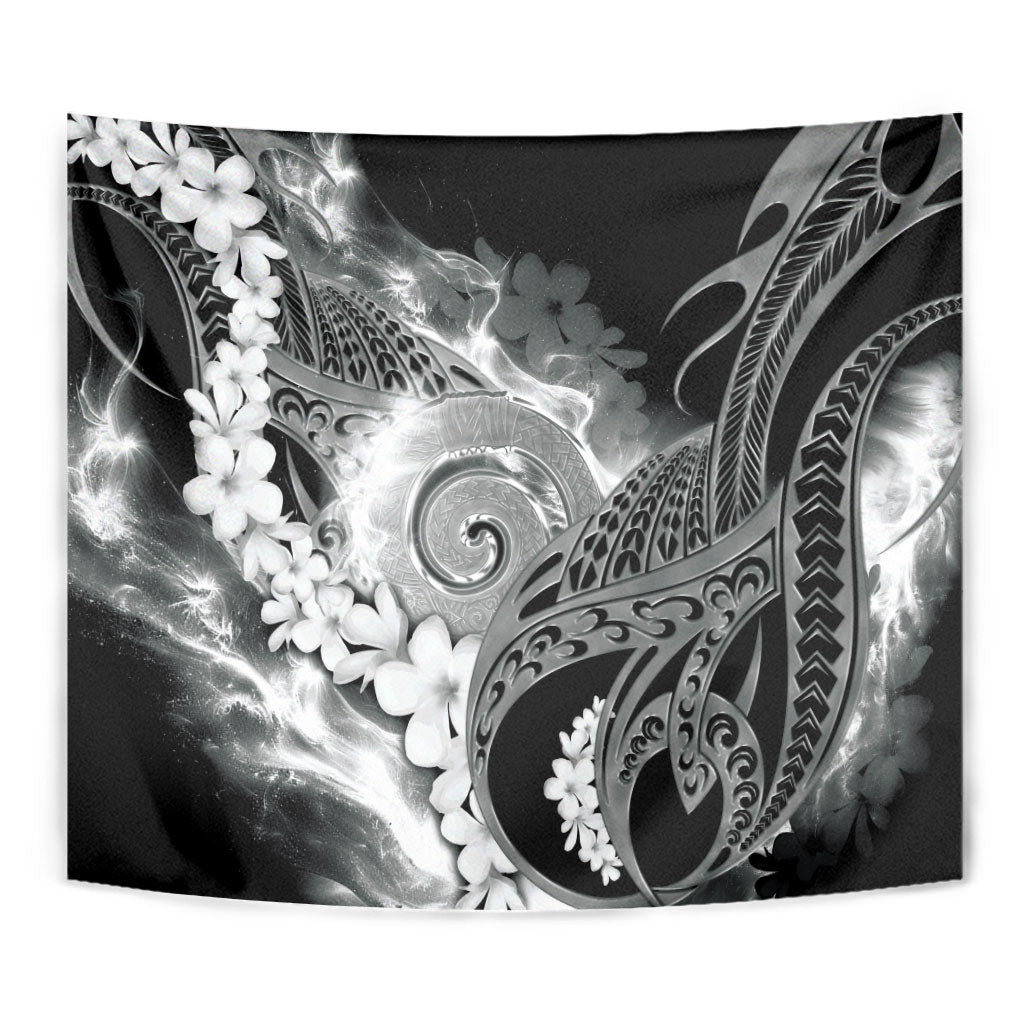 Piko Hawaiian Tapestry Monochrome Galaxy Spiral Plumeria Tribal Patterns