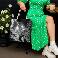 Piko Hawaiian Tote Bag Monochrome Galaxy Spiral Plumeria Tribal Patterns