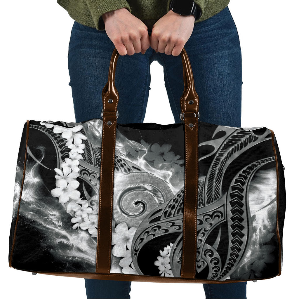 Piko Hawaiian Travel Bag Monochrome Galaxy Spiral Plumeria Tribal Patterns