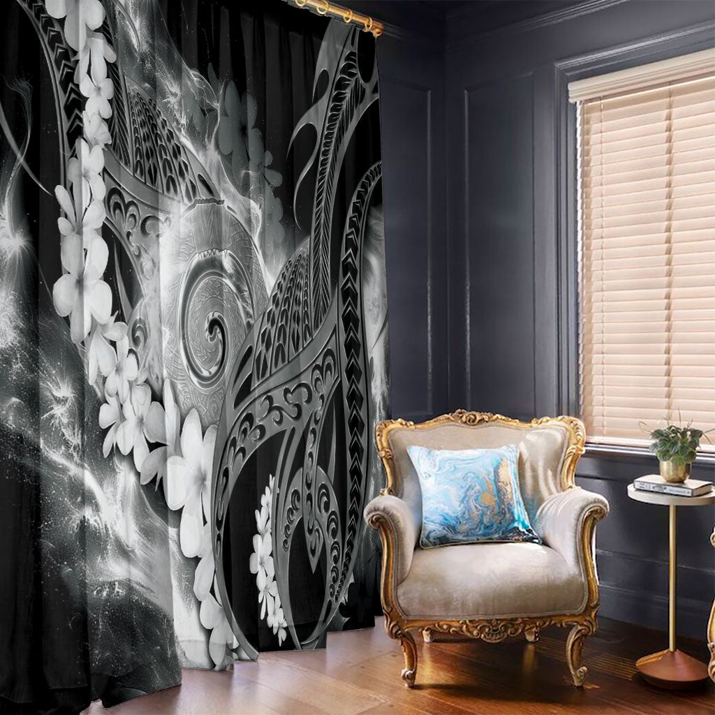 Piko Hawaiian Window Curtain Monochrome Galaxy Spiral Plumeria Tribal Patterns