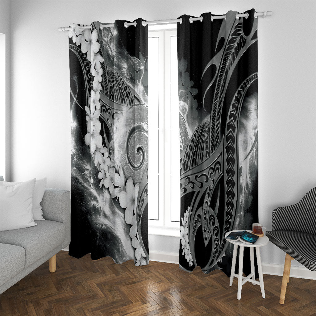 Piko Hawaiian Window Curtain Monochrome Galaxy Spiral Plumeria Tribal Patterns