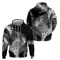 Piko Hawaiian Zip Hoodie Monochrome Galaxy Spiral Plumeria Tribal Patterns