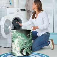 Piko Hawaiian Laundry Basket Green Galaxy Spiral Plumeria Tribal Patterns
