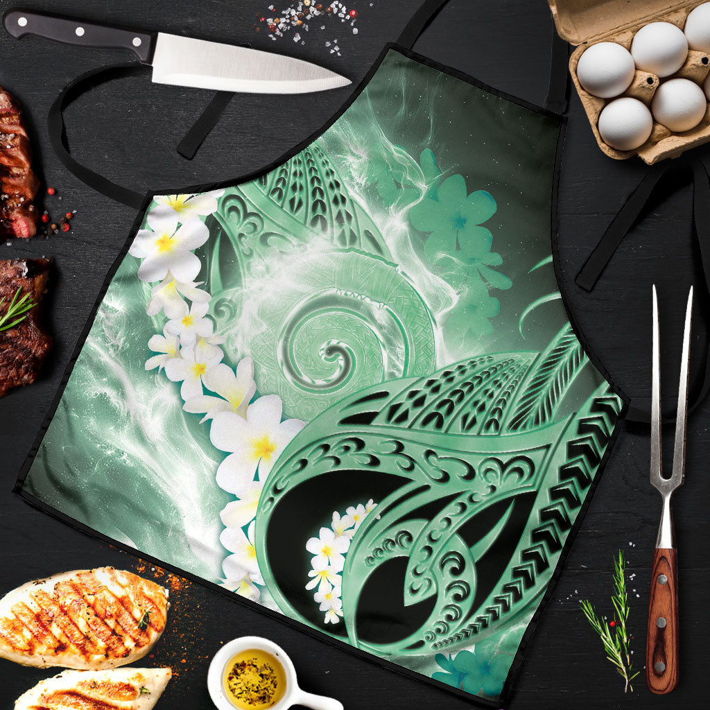 Piko Hawaiian Apron Green Galaxy Spiral Plumeria Tribal Patterns