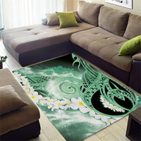 Piko Hawaiian Area Rug Green Galaxy Spiral Plumeria Tribal Patterns