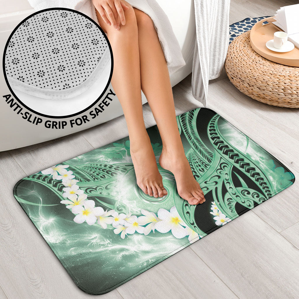Piko Hawaiian Bathroom Set Green Galaxy Spiral Plumeria Tribal Patterns