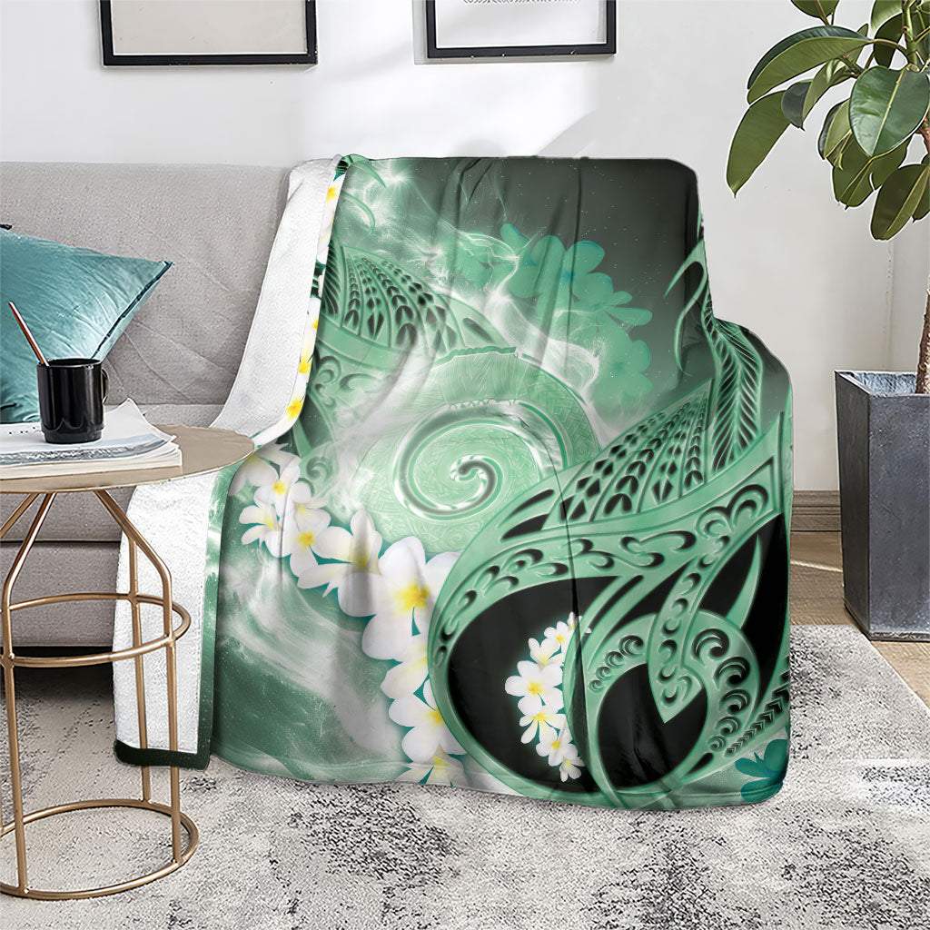 Piko Hawaiian Blanket Green Galaxy Spiral Plumeria Tribal Patterns