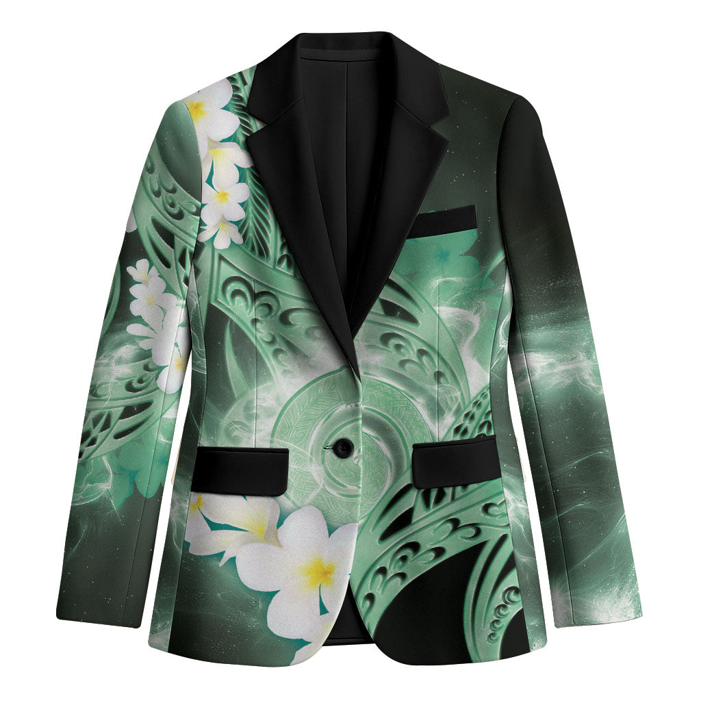 Piko Hawaiian Blazer Green Galaxy Spiral Plumeria Tribal Patterns DT05 Unisex Green - Polynesian Pride