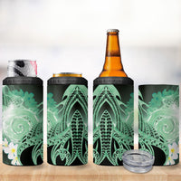 Piko Hawaiian 4 in 1 Can Cooler Tumbler Green Galaxy Spiral Plumeria Tribal Patterns