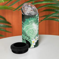 Piko Hawaiian 4 in 1 Can Cooler Tumbler Green Galaxy Spiral Plumeria Tribal Patterns