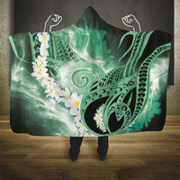 Piko Hawaiian Hooded Blanket Green Galaxy Spiral Plumeria Tribal Patterns