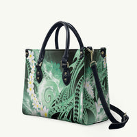 Piko Hawaiian Leather Bag Green Galaxy Spiral Plumeria Tribal Patterns