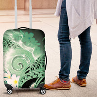 Piko Hawaiian Luggage Cover Green Galaxy Spiral Plumeria Tribal Patterns