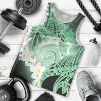 Piko Hawaiian Men Tank Top Green Galaxy Spiral Plumeria Tribal Patterns