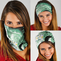 Piko Hawaiian Neck Gaiter Green Galaxy Spiral Plumeria Tribal Patterns