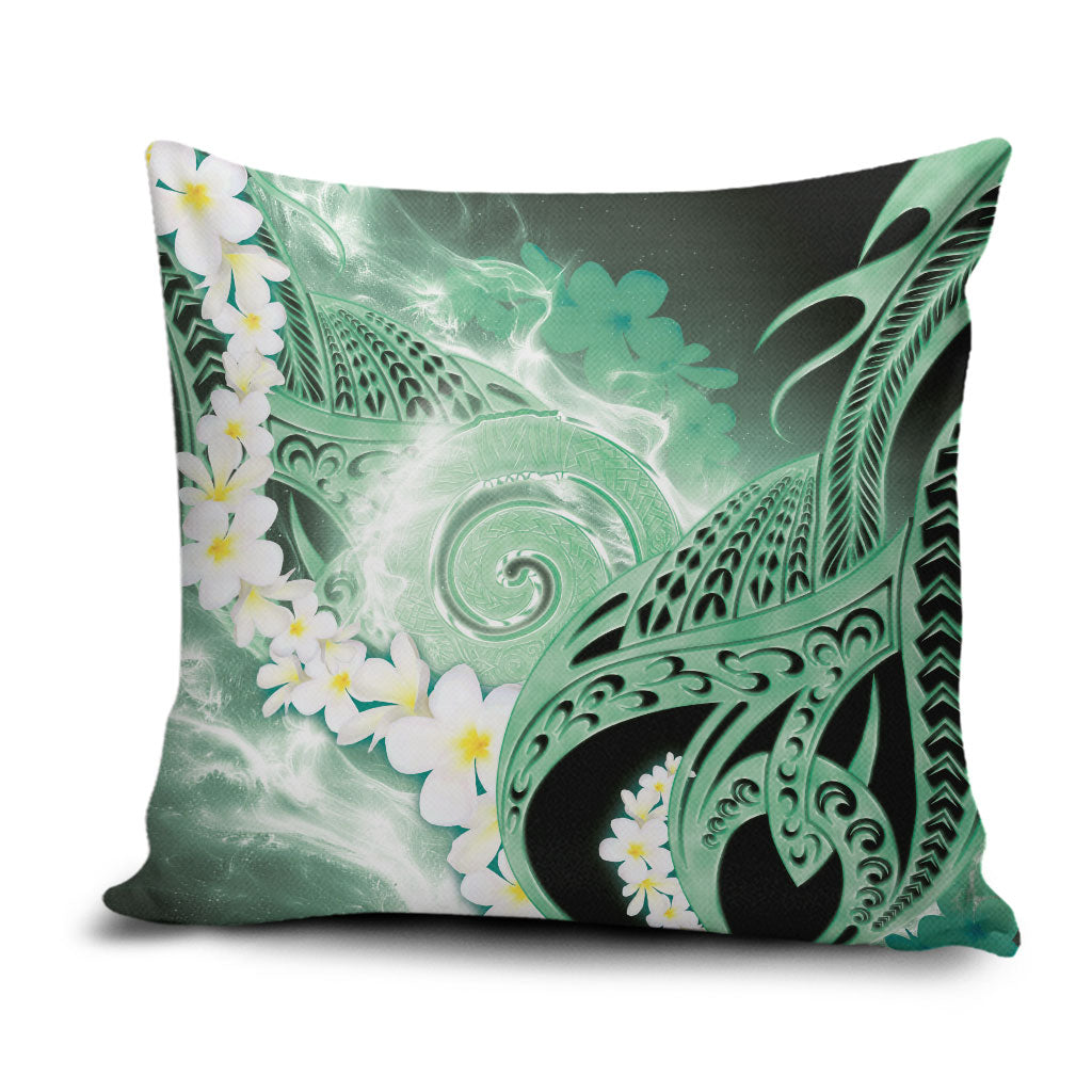 Piko Hawaiian Pillow Cover Green Galaxy Spiral Plumeria Tribal Patterns