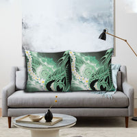 Piko Hawaiian Pillow Cover Green Galaxy Spiral Plumeria Tribal Patterns