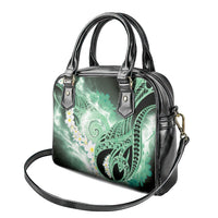Piko Hawaiian Shoulder Handbag Green Galaxy Spiral Plumeria Tribal Patterns