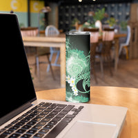 Piko Hawaiian Skinny Tumbler Green Galaxy Spiral Plumeria Tribal Patterns