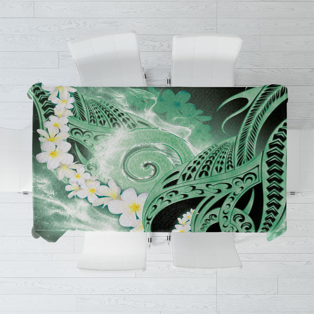 Piko Hawaiian Tablecloth Green Galaxy Spiral Plumeria Tribal Patterns DT05 Green - Polynesian Pride