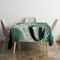 Piko Hawaiian Tablecloth Green Galaxy Spiral Plumeria Tribal Patterns