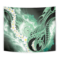 Piko Hawaiian Tapestry Green Galaxy Spiral Plumeria Tribal Patterns