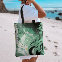 Piko Hawaiian Tote Bag Green Galaxy Spiral Plumeria Tribal Patterns