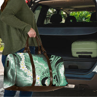 Piko Hawaiian Travel Bag Green Galaxy Spiral Plumeria Tribal Patterns