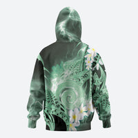 Piko Hawaiian Zip Hoodie Green Galaxy Spiral Plumeria Tribal Patterns