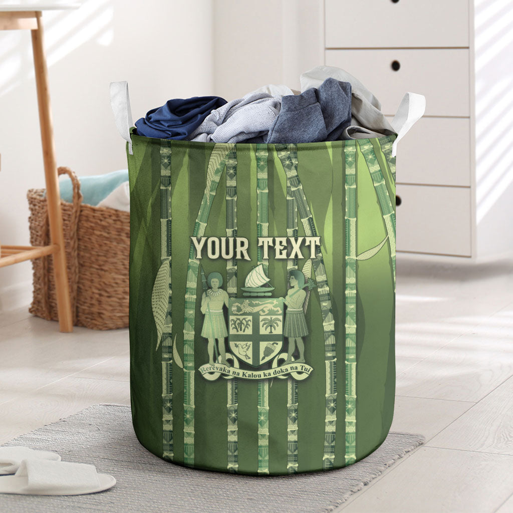 Personalised Fiji Language Week Sugarcane Masi Laundry Basket Green Tapa Tribal Pattern DT05 Green - Polynesian Pride