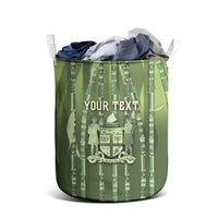 Personalised Fiji Language Week Sugarcane Masi Laundry Basket Green Tapa Tribal Pattern
