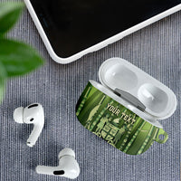 Personalised Fiji Language Week Sugarcane Masi AirPods Case Green Tapa Tribal Pattern