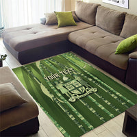 Personalised Fiji Language Week Sugarcane Masi Area Rug Green Tapa Tribal Pattern