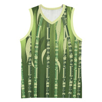 Personalised Fiji Language Week Sugarcane Masi Basketball Jersey Green Tapa Tribal Pattern