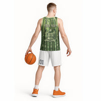 Personalised Fiji Language Week Sugarcane Masi Basketball Jersey Green Tapa Tribal Pattern