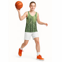 Personalised Fiji Language Week Sugarcane Masi Basketball Jersey Green Tapa Tribal Pattern