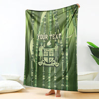 Personalised Fiji Language Week Sugarcane Masi Blanket Green Tapa Tribal Pattern