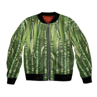 Personalised Fiji Language Week Sugarcane Masi Bomber Jacket Green Tapa Tribal Pattern