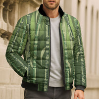 Personalised Fiji Language Week Sugarcane Masi Bomber Puffer Jacket Green Tapa Tribal Pattern