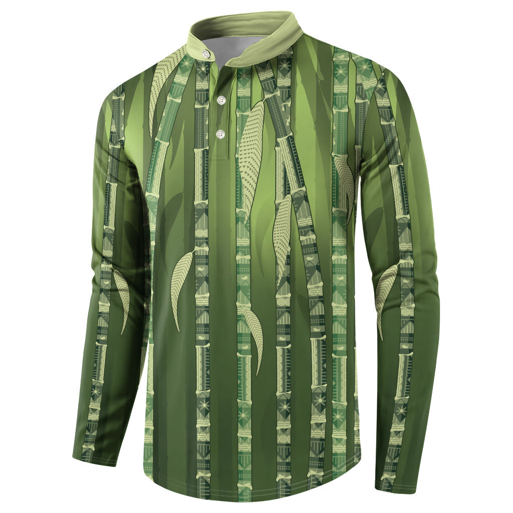 Personalised Fiji Language Week Sugarcane Masi Button Sweatshirt Green Tapa Tribal Pattern