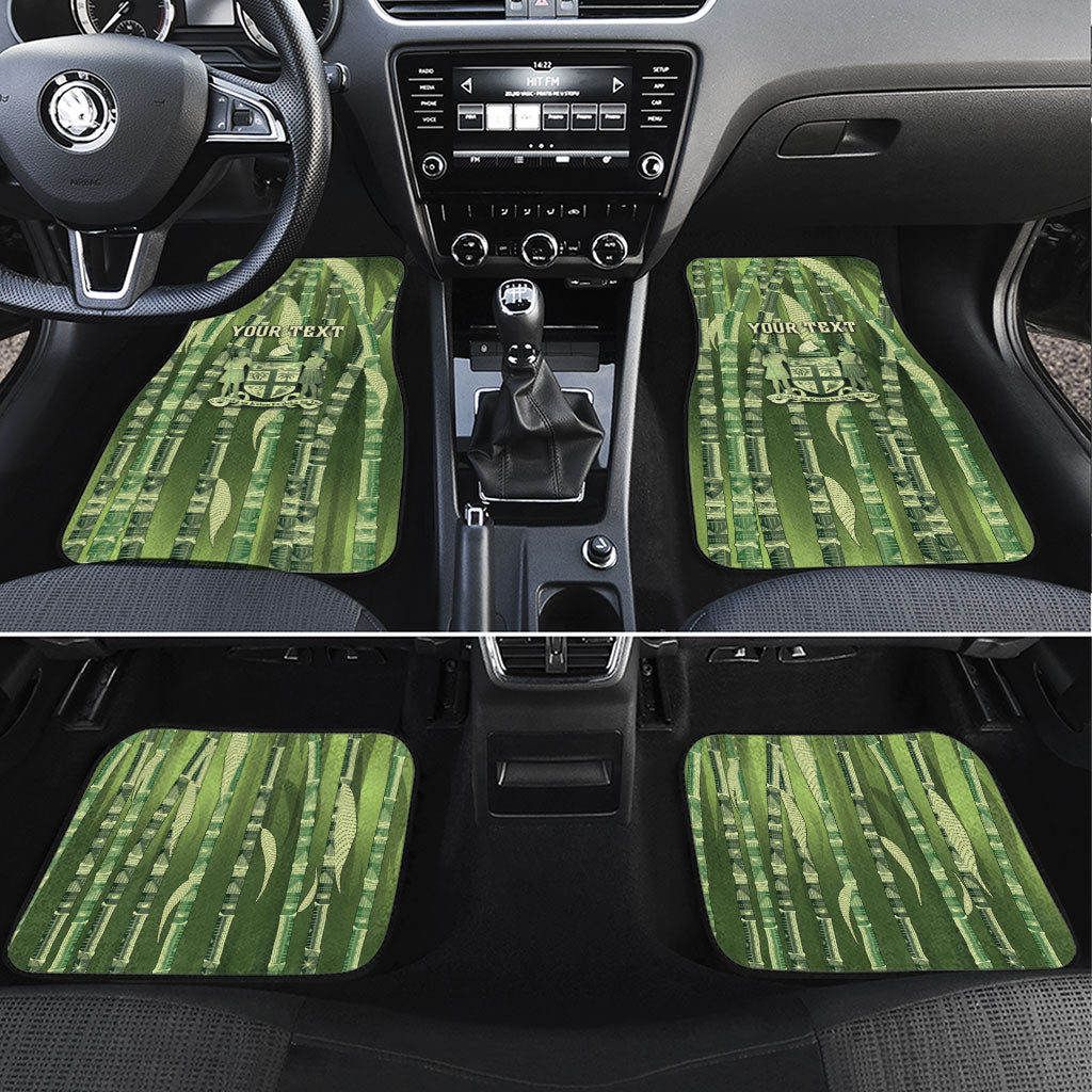 Personalised Fiji Language Week Sugarcane Masi Car Mats Green Tapa Tribal Pattern