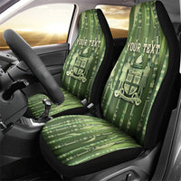 Personalised Fiji Language Week Sugarcane Masi Car Seat Cover Green Tapa Tribal Pattern
