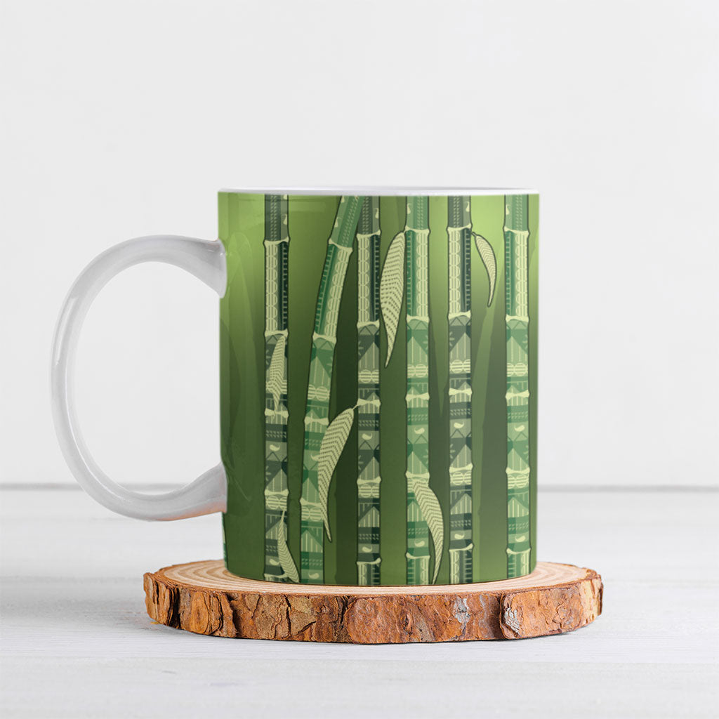 Personalised Fiji Language Week Sugarcane Masi Ceramic Mug Green Tapa Tribal Pattern