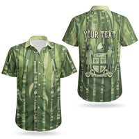 Personalised Fiji Language Week Sugarcane Masi Couples Matching Summer Maxi Dress and Hawaiian Shirt Green Tapa Tribal Pattern