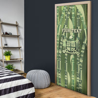 Personalised Fiji Language Week Sugarcane Masi Door Cover Green Tapa Tribal Pattern