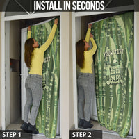 Personalised Fiji Language Week Sugarcane Masi Door Cover Green Tapa Tribal Pattern