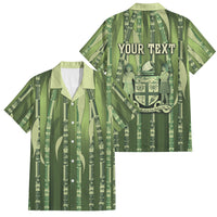 Personalised Fiji Language Week Sugarcane Masi Family Matching Puletasi and Hawaiian Shirt Green Tapa Tribal Pattern