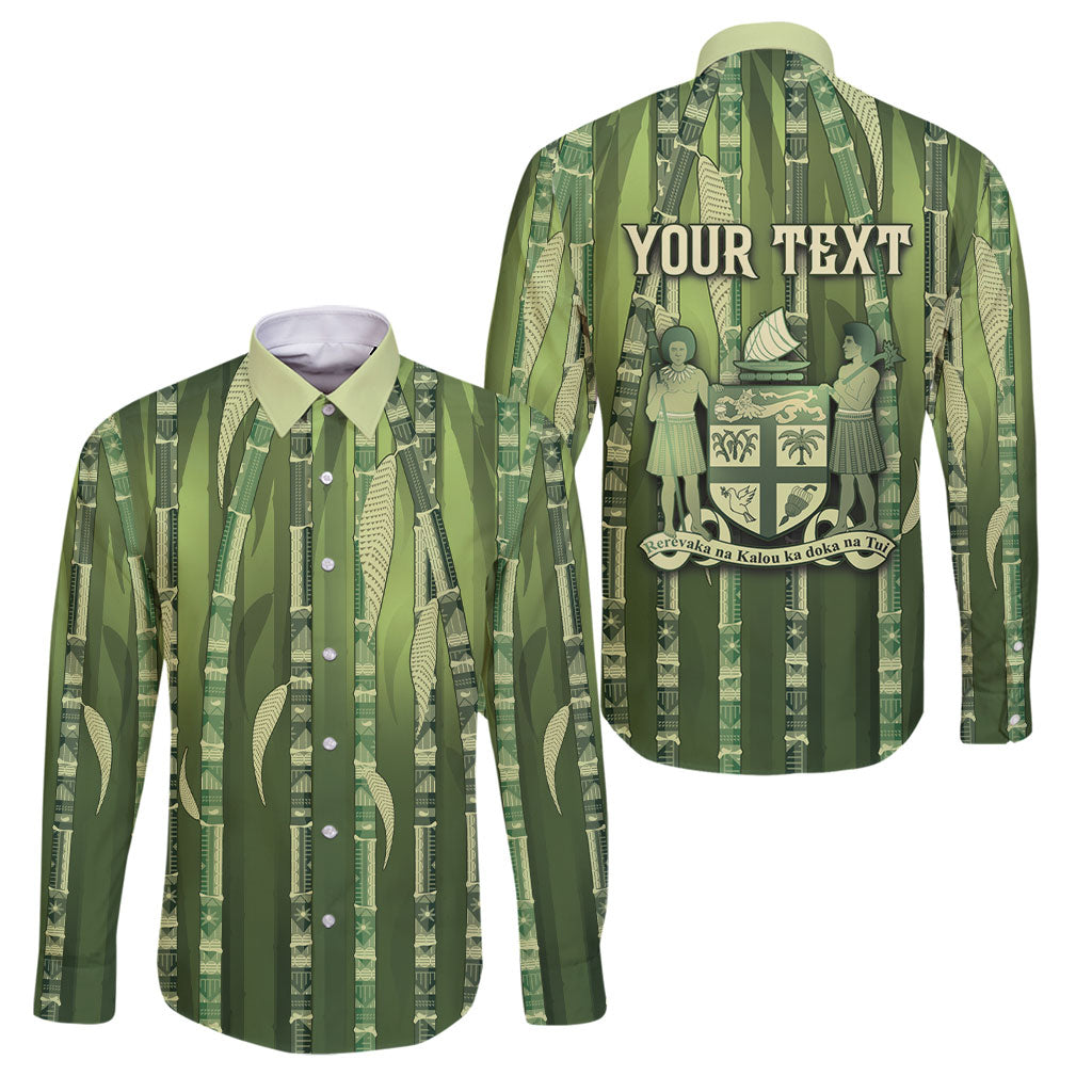 Personalised Fiji Language Week Sugarcane Masi Family Matching Puletasi and Hawaiian Shirt Green Tapa Tribal Pattern