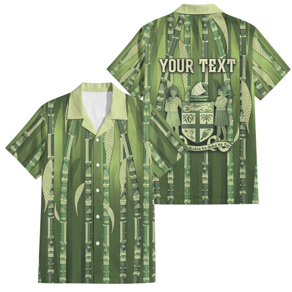 Personalised Fiji Language Week Sugarcane Masi Family Matching Tank Maxi Dress and Hawaiian Shirt Green Tapa Tribal Pattern